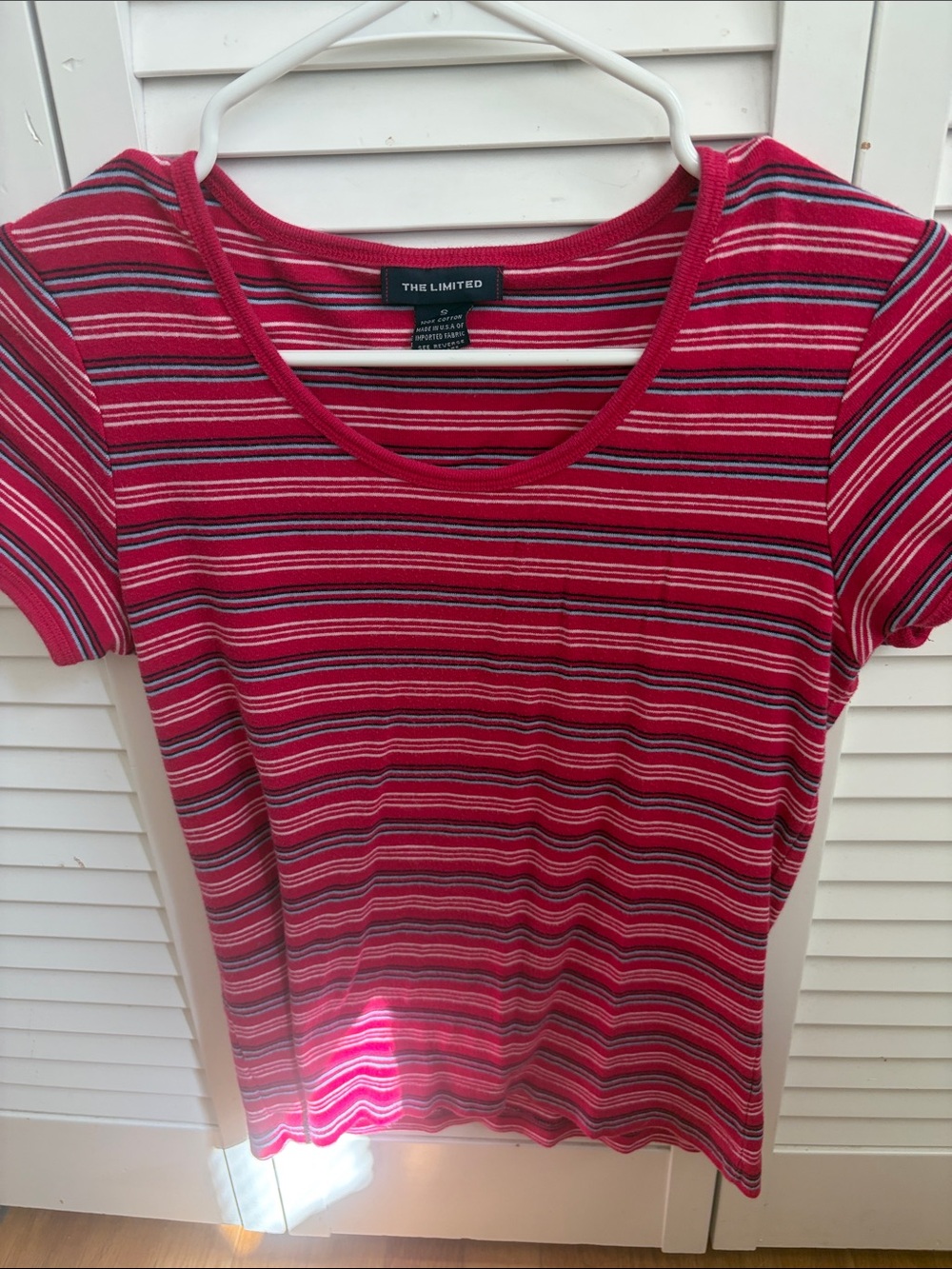 The Limited Pink and Black Striped Short Sleeve Tee